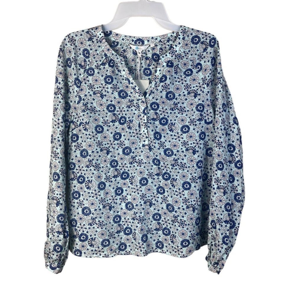Boden Women’s Blue Floral Print Long Sleeve Blouse Tunic Top Size US 4 UK 8